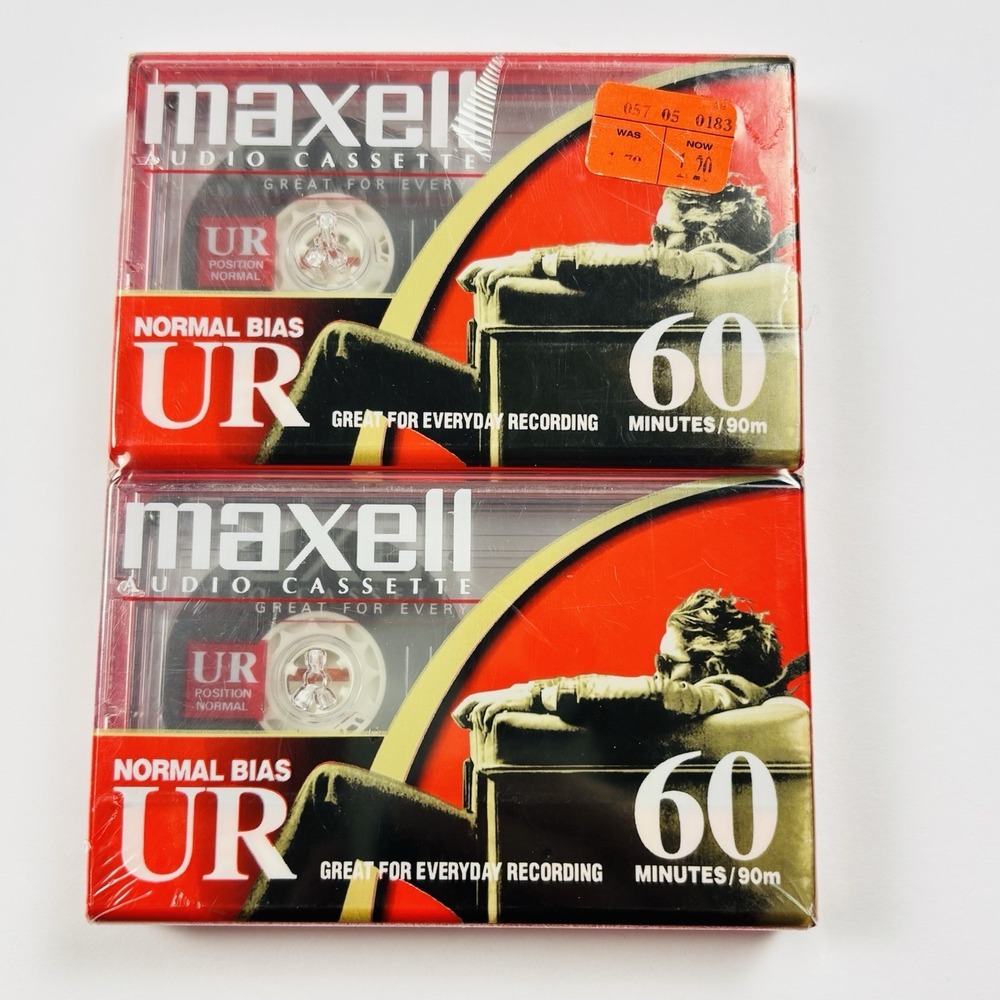 Maxell UR 60 Normal Bias Audio Cassettes - Lot Of 2 Blank Tapes Sealed New